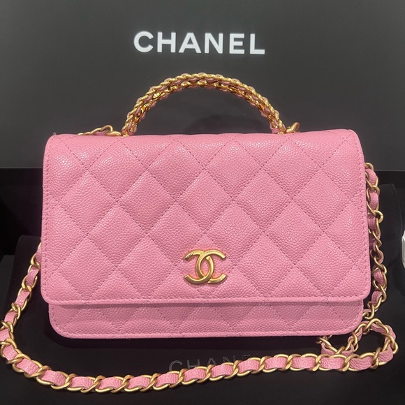 CHANEL Handbags - Chanel Caviar Pink Top handle Chanel letter logo crossbody bag